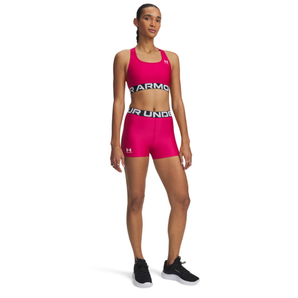 Damskie legginsy krótkie treningowe Under Armour UA Hg Authentics Shorty  - różowe