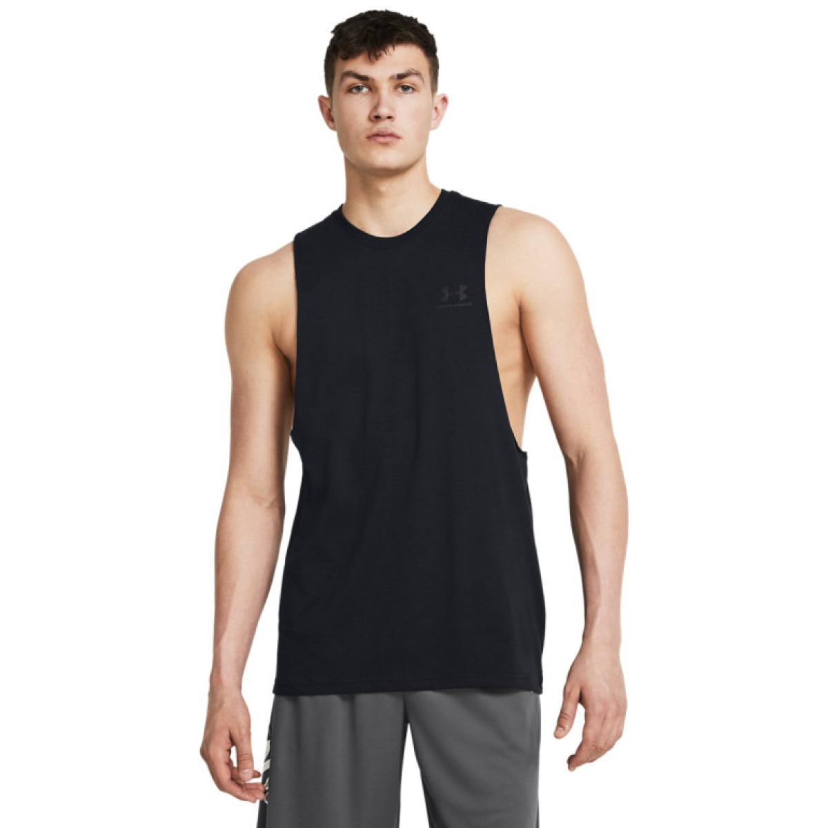 Męski top treningowy Under Armour UA LEFT CHEST CUT OFF TANK - czarny
