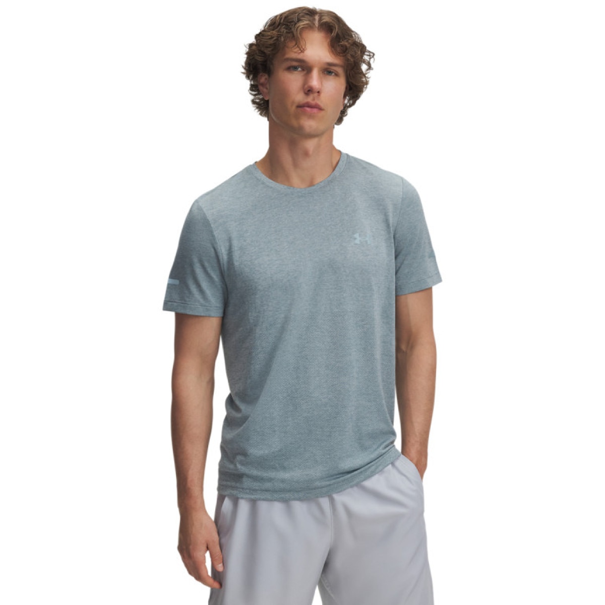 Męska koszulka do biegania Under Armour UA Seamless Stride SS - niebieska