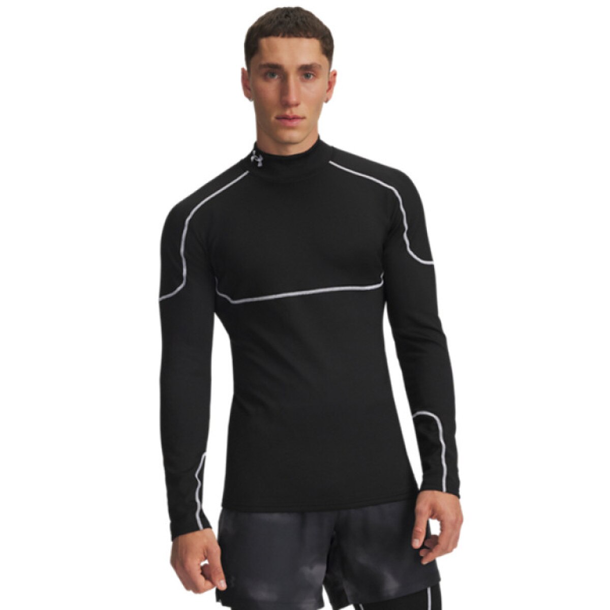 Męski longsleeve treningowy Under Armour Cold Weather Grid LS Mock - czarny