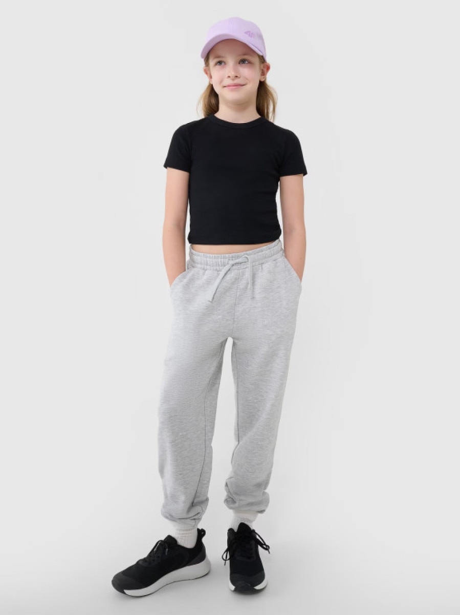 Dziewczęce spodnie dresowe joggery 4F 4FJWMM00TTROF1189 - szare