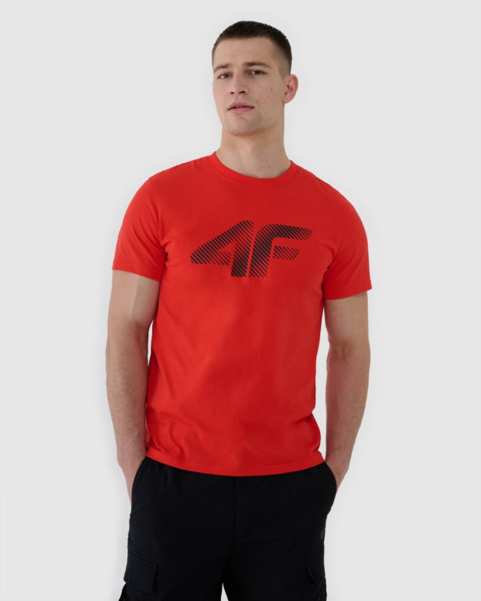 Męski t-shirt z nadrukiem 4F 4FWMM00TTSHM2257 - czerwony