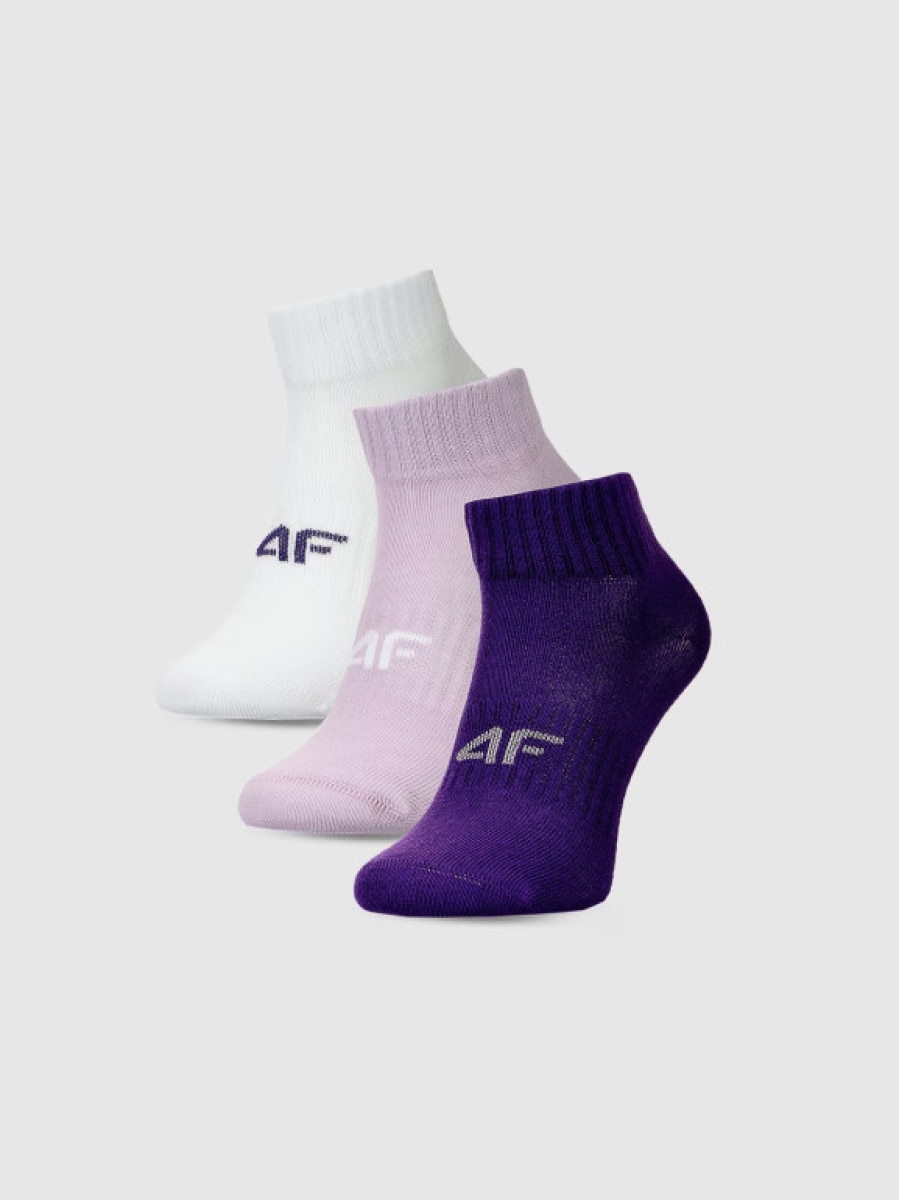 Dziewczęce skarpetki za kostkę (3-pack) 4F 4FJWMM00USOCF497 - multikolor