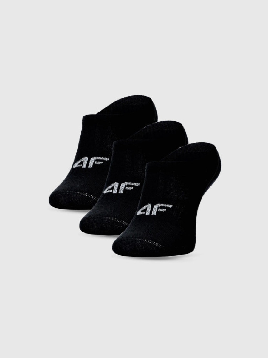 Chłopięce skarpetki za kostkę (3-pack) 4F 4FJWMM00USOCM498 - czarne