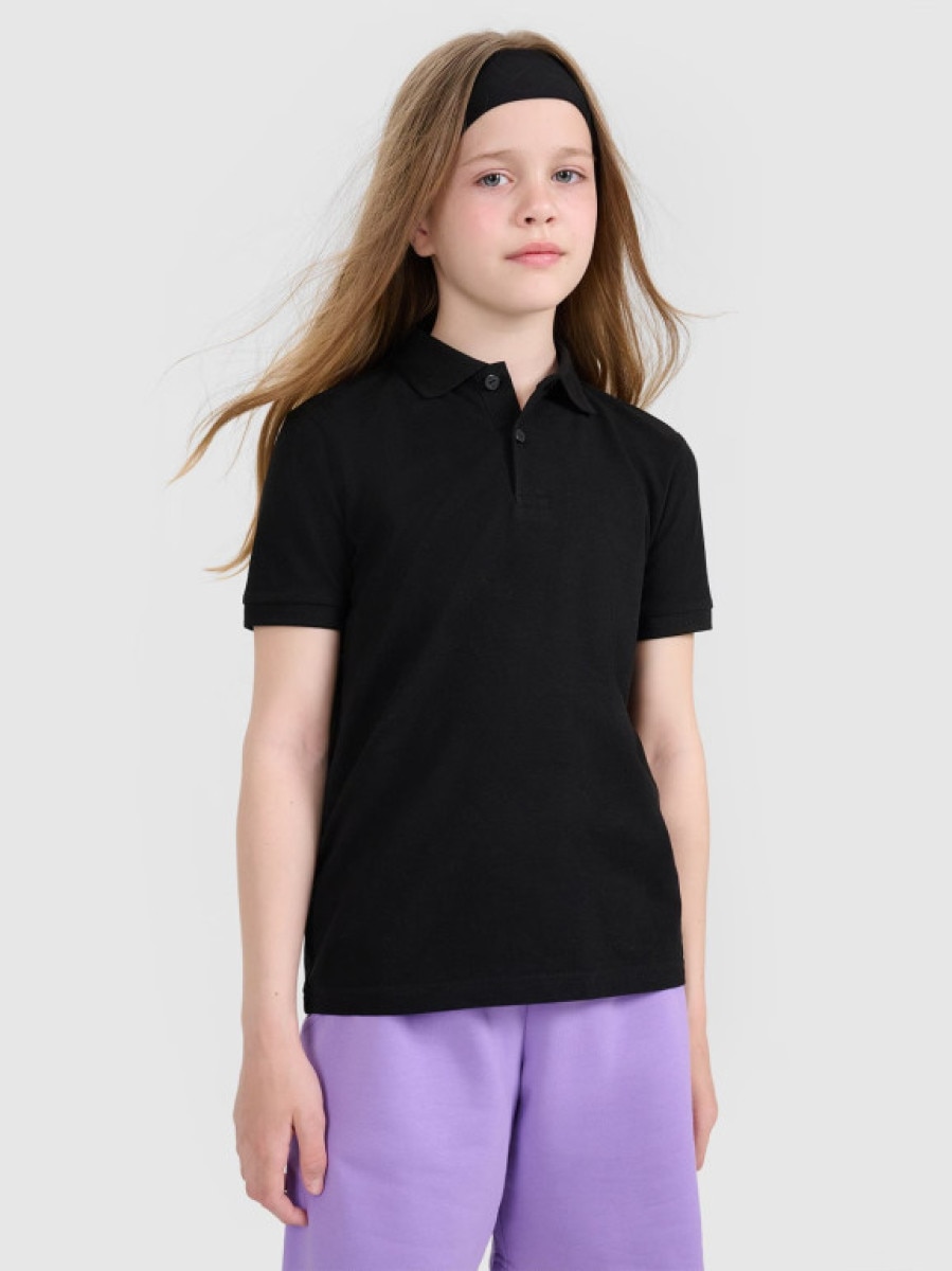 Dziecięca koszulka polo 4F 4FJWMM00TPTSU513 - czarna