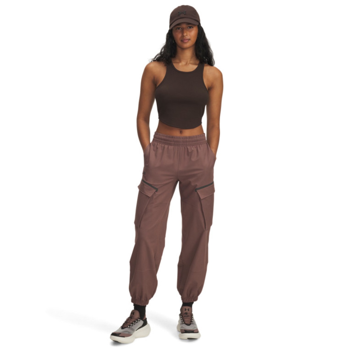 Damskie spodnie treningowe Under Armour Unstoppable Cargo Pant - różowe