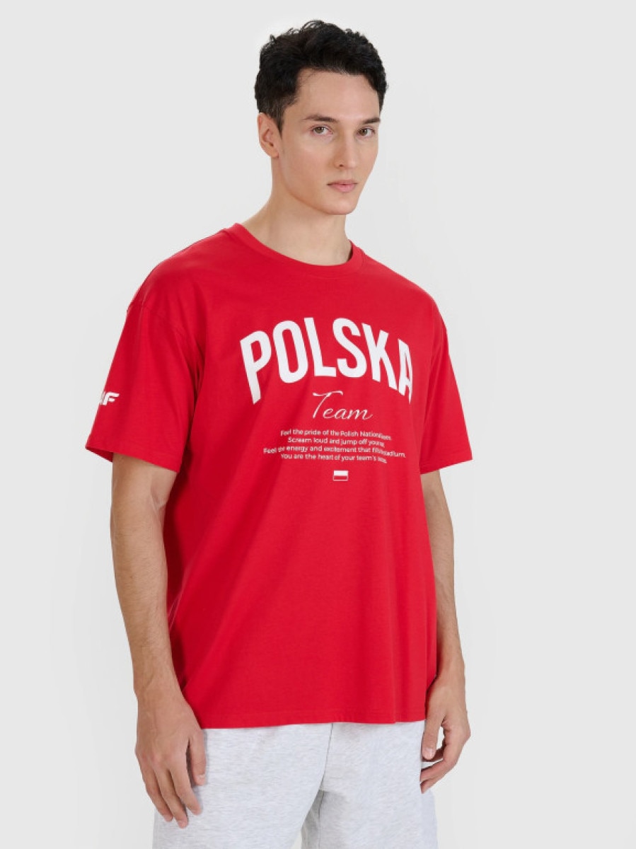 Koszulka kibicowska uniseks 4F 4FRMM00TTSHU2949 - czerwona