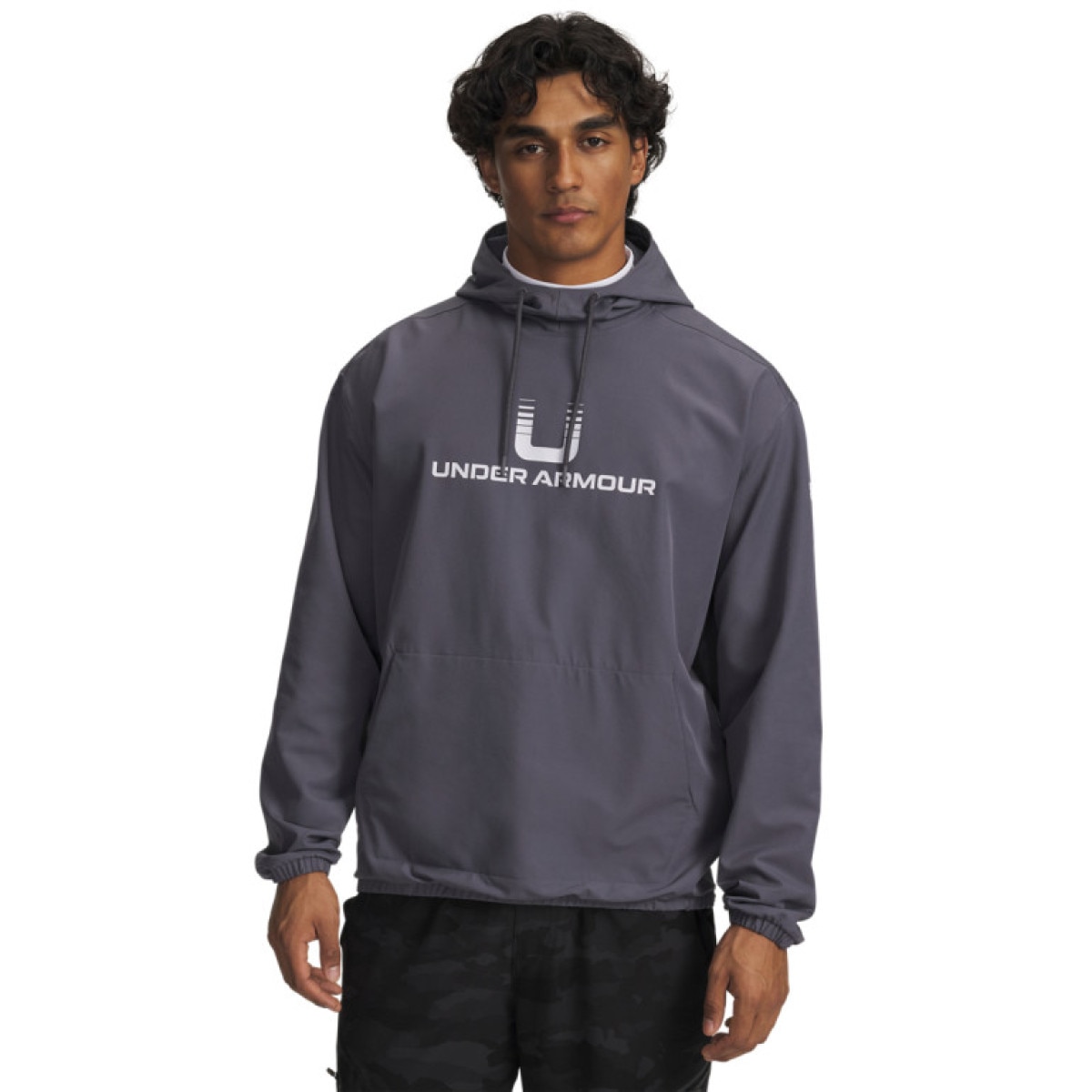 Męska bluza nierozpinana z kapturem Under Armour UA Unstoppable Wvn Hoodie - szara