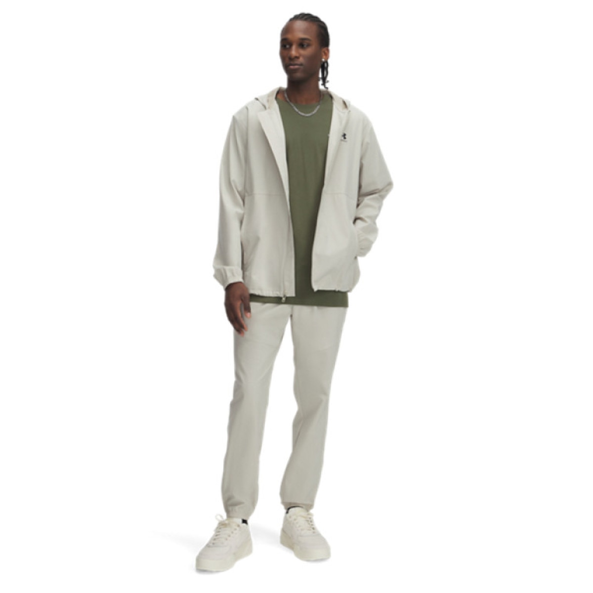 Męskie spodnie treningowe Under Armour UA Vibe Woven Pants -beżowe