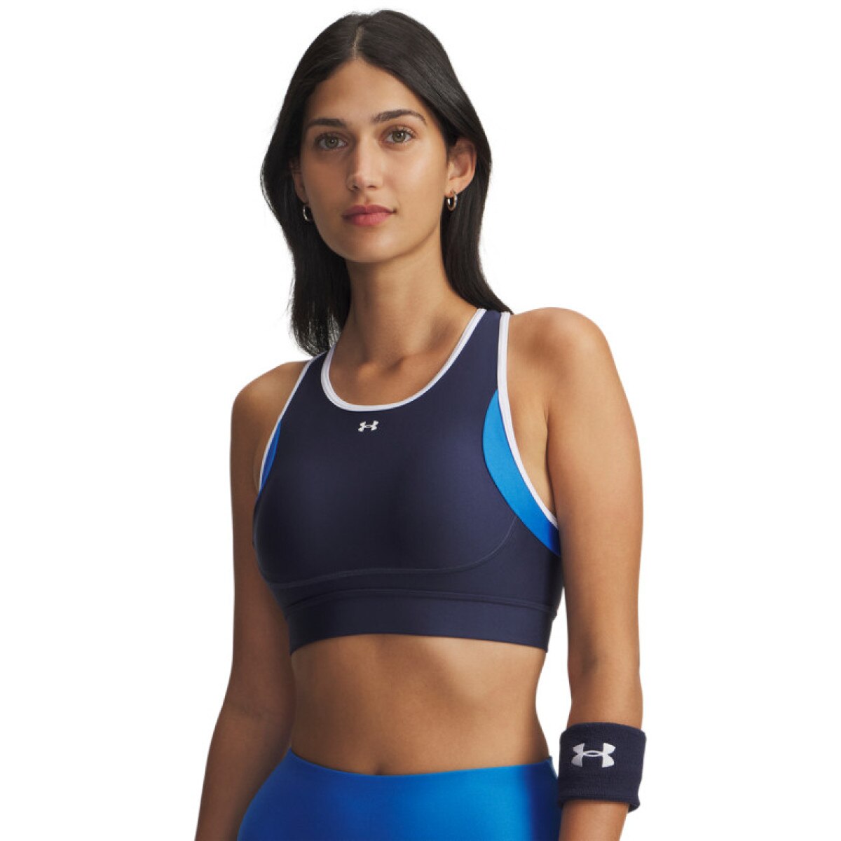 Damski biustonosz treningowy Under Armour UA Crossback Mid Open Back - niebieski