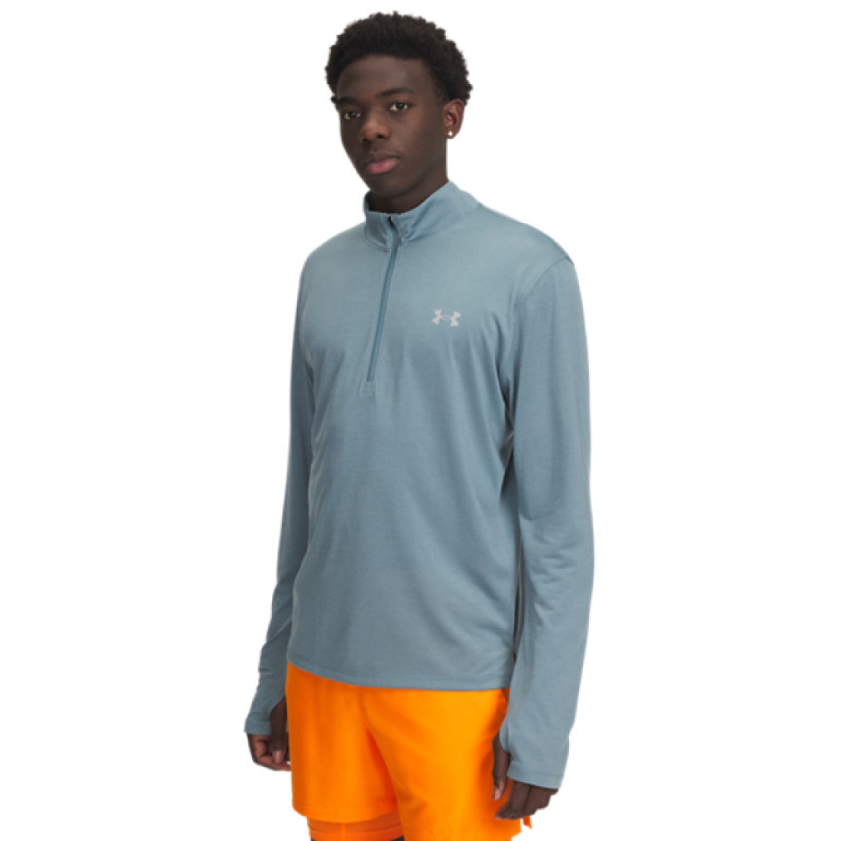 Męski longsleeve do biegania Under Armour UA Launch 1/4 ZIP - turkusowy