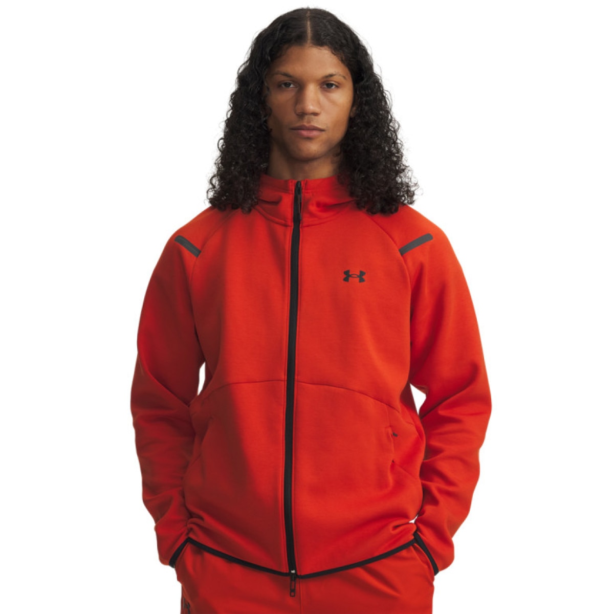 Męska bluza dresowa rozpinana z kapturem Under Armour UA Unstoppable Flc Fz Hd Eu - pomarańczowa