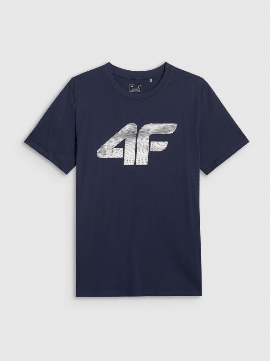 Męski t-shirt z nadrukiem 4F 4FRMM00TTSHM3251 - granatowy