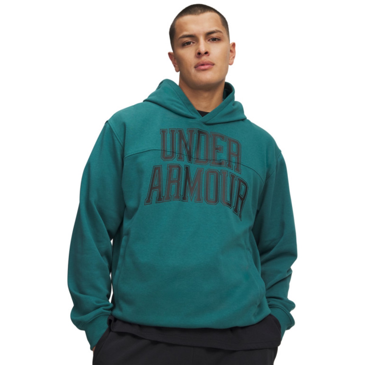 Męska bluza nierozpinana z kapturem Under Armour UA Rival LW Graphic Hoodie - zielona
