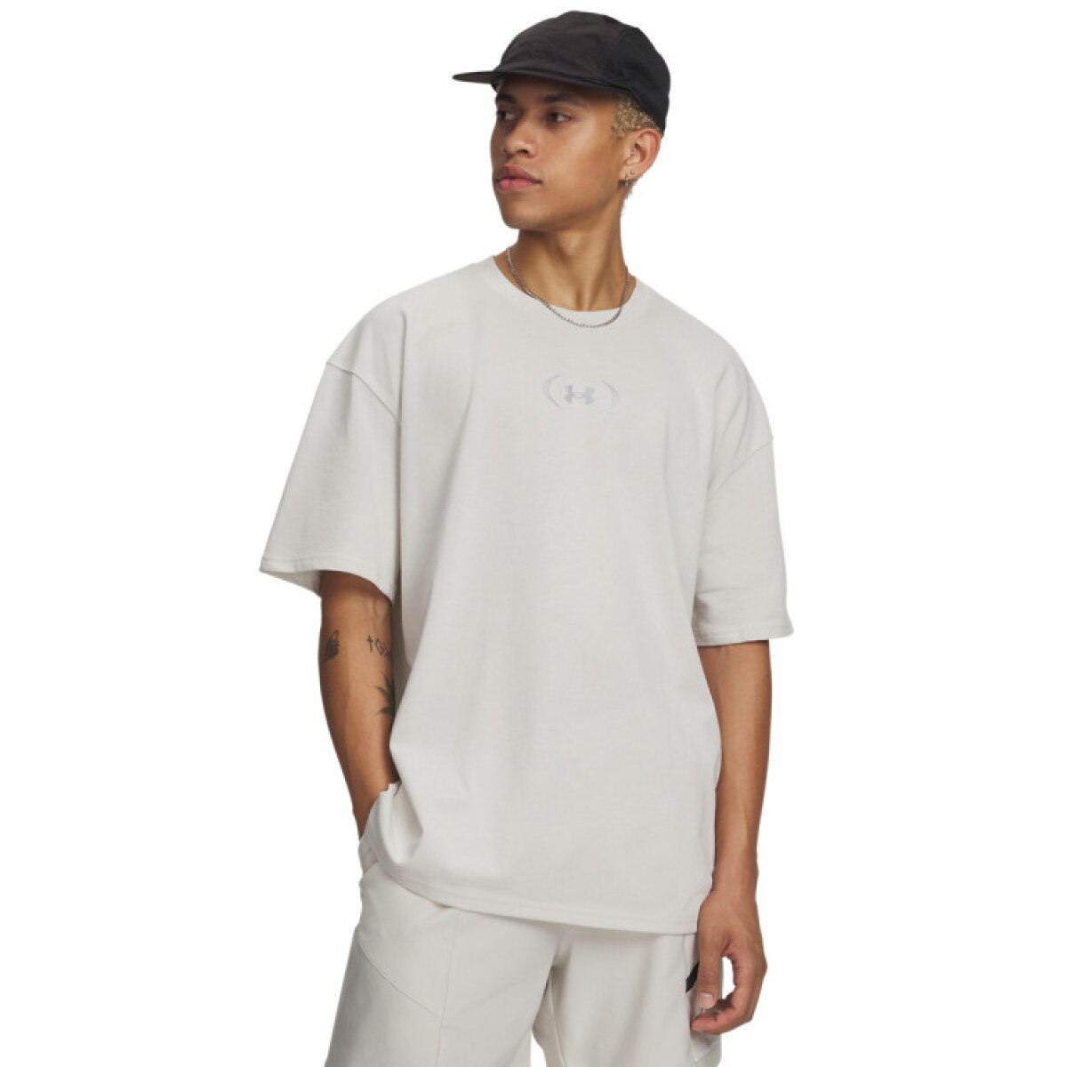 Męski t-shirt z nadrukiem Under Armour UA M UNSTOPPABLE PLUS HWT SS - biały