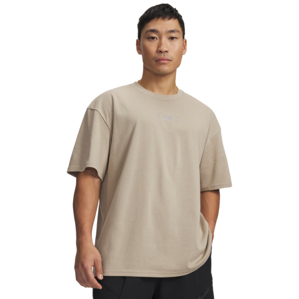 Męski t-shirt z nadrukiem Under Armour UA M UNSTOPPABLE PLUS HWT SS - beżowy