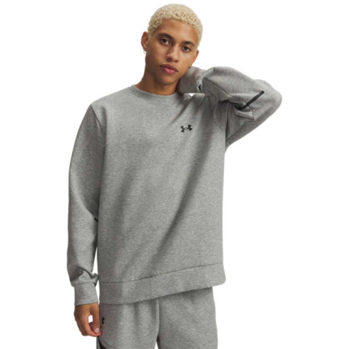 Męska bluza treningowa nierozpinana bez kaptura Under Armour UA Unstoppable Flc Crew - szara