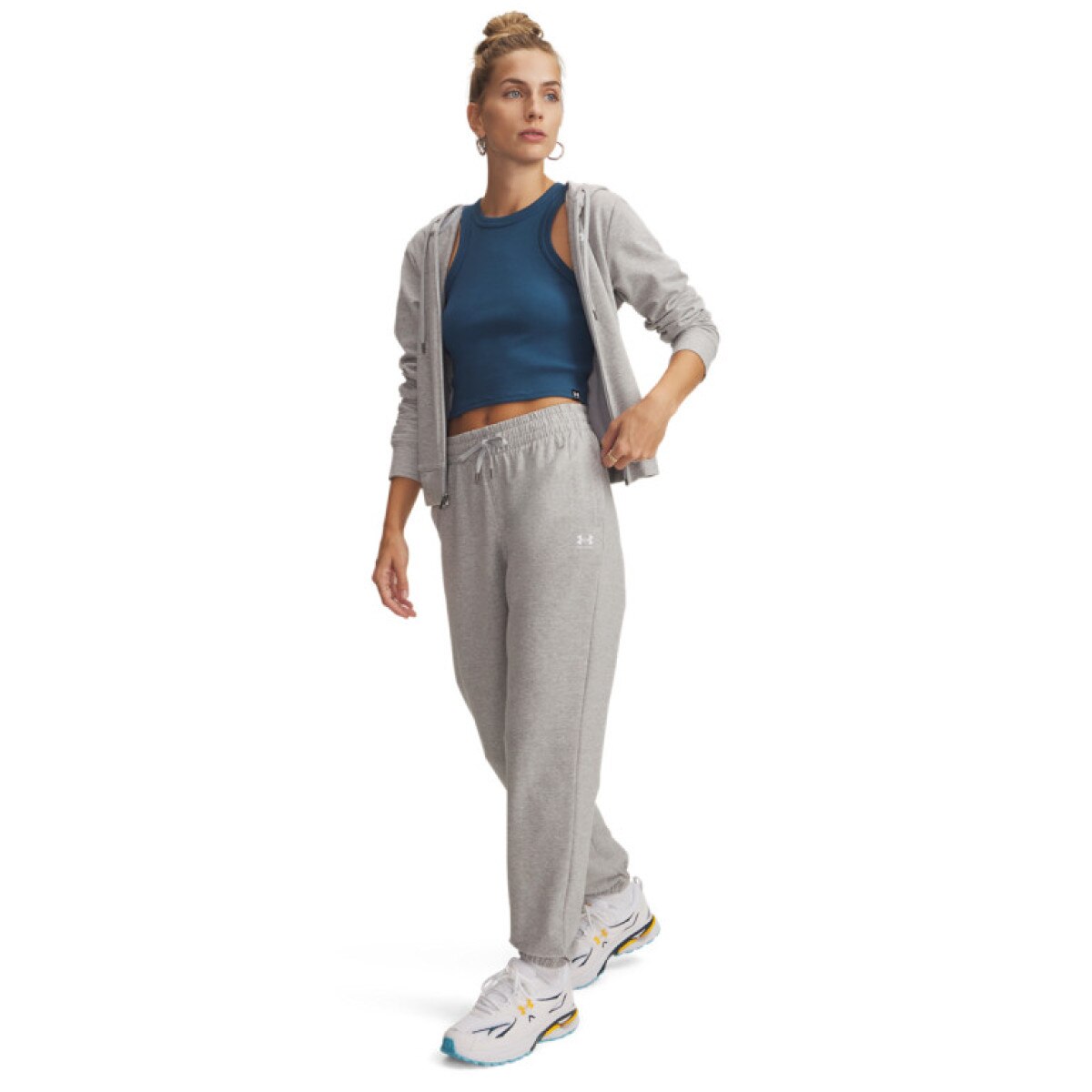Damskie spodnie dresowe joggery Under Armour Sport Terry Jogger - szare