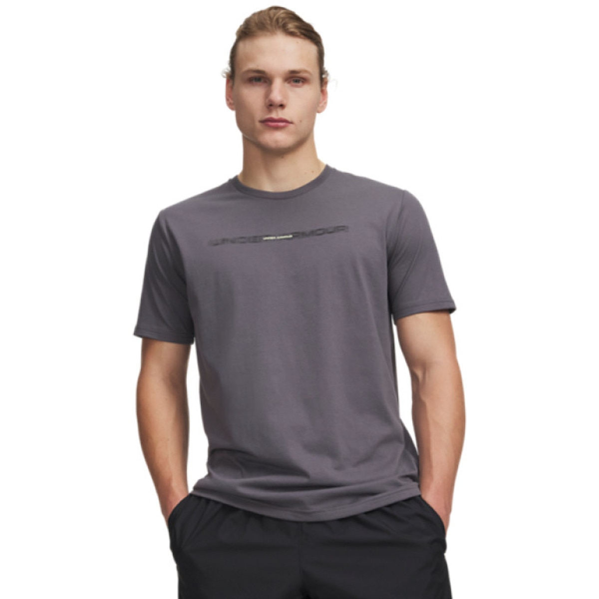 Męski t-shirt z nadrukiem Under Armour UA M BLUR WM SS - szary