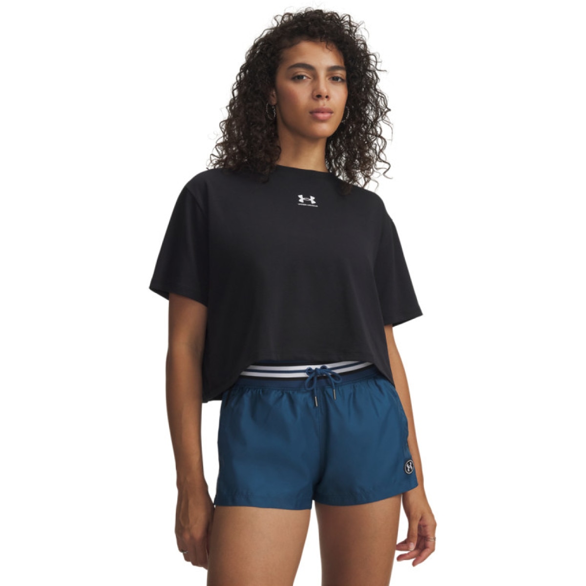 Damski t-shirt z nadrukiem Under Armour UA Rival Boxy Tee Solid - czarny