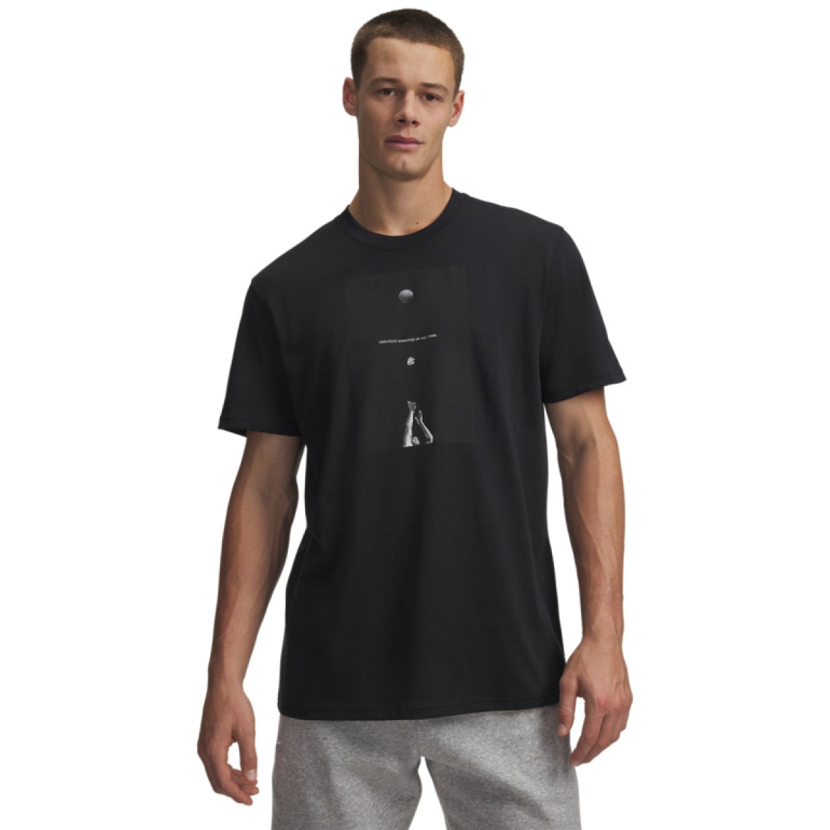 Męski t-shirt z nadrukiem Under Armour Curry Greatest Shooter Tee - czarny
