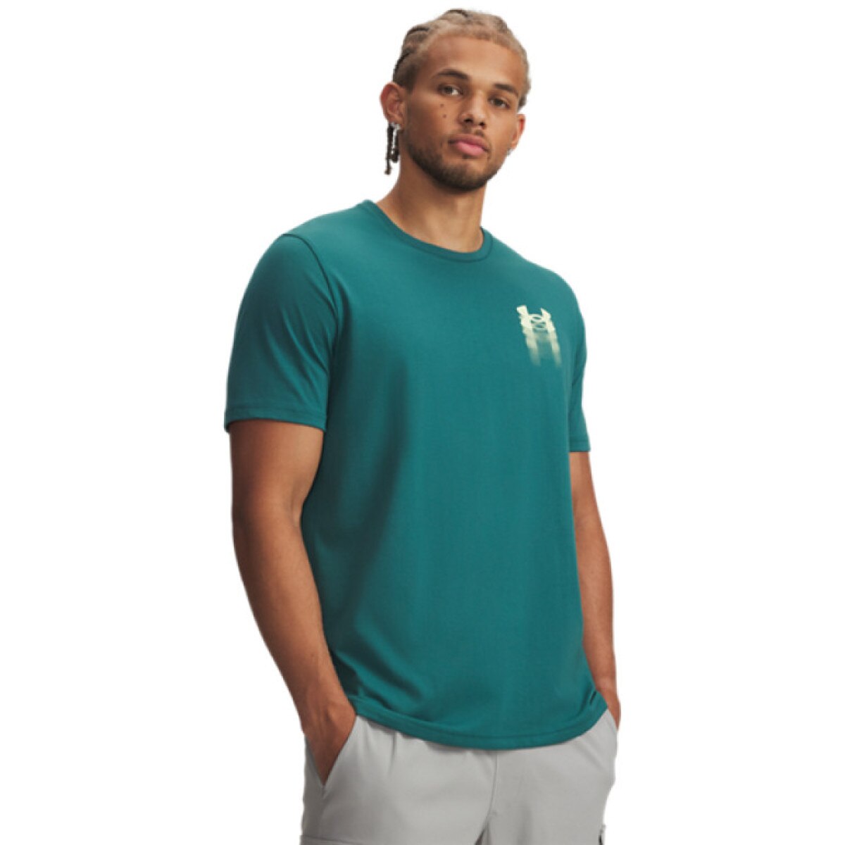 Męski t-shirt z nadrukiem Under Armour UA M Blur Logo SS - zielony