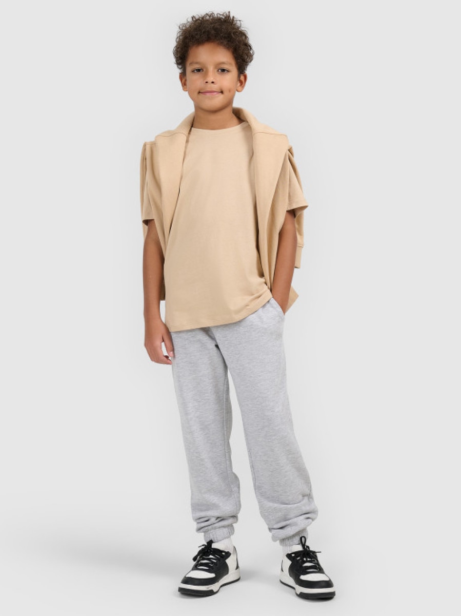 Chłopięcy t-shirt regular 4F 4FJWSS26TTSHM3006 - beżowy
