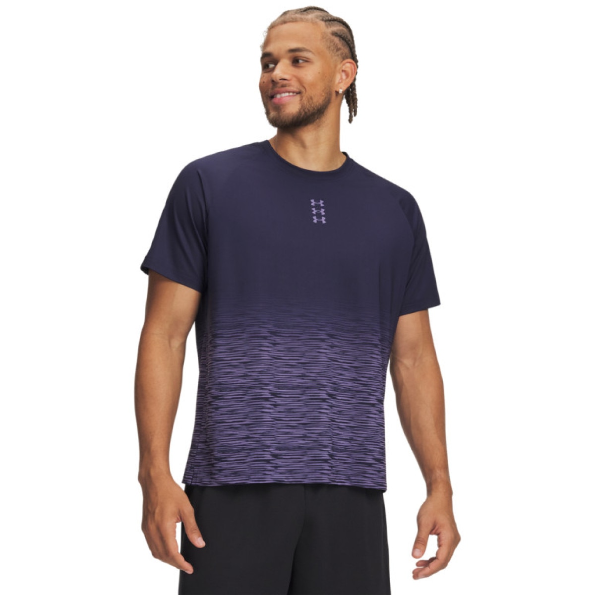 Męska koszulka od koszykówki Under Armour UA Hoops SS Shooting Shirt - fioletowa