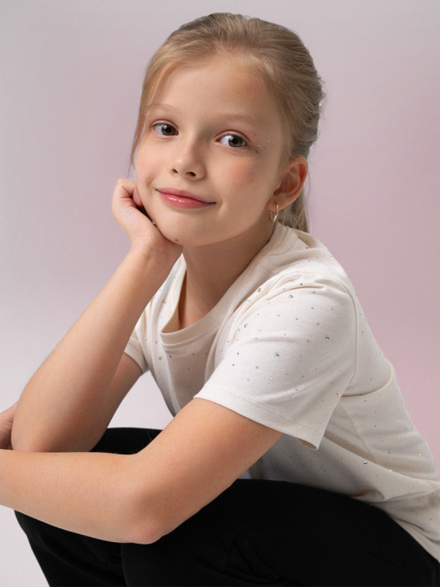 Dziewczęcy t-shirt basic 4F 4FJRSS26TTSHF3454 - biały