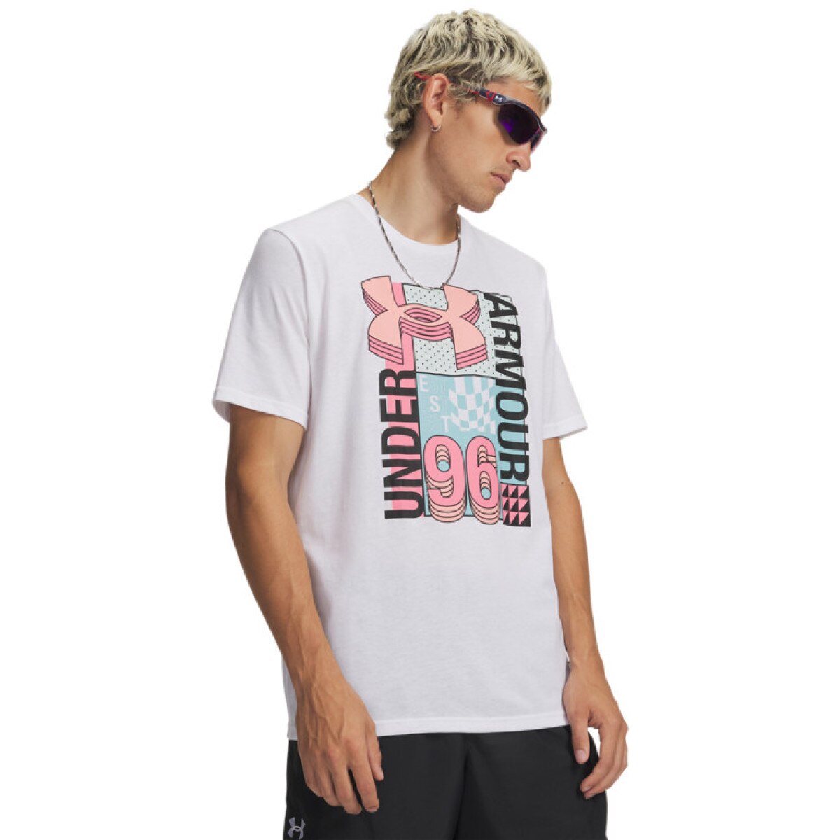Męski t-shirt z nadrukiem Under Armour UA M LOGO COLLAGE - biały