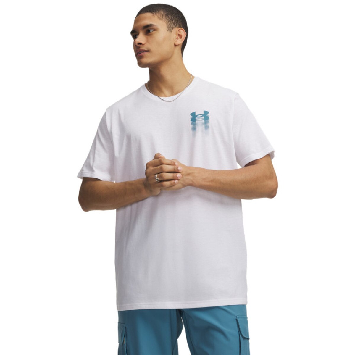 Męski t-shirt z nadrukiem Under Armour UA M Blur Logo SS - biały