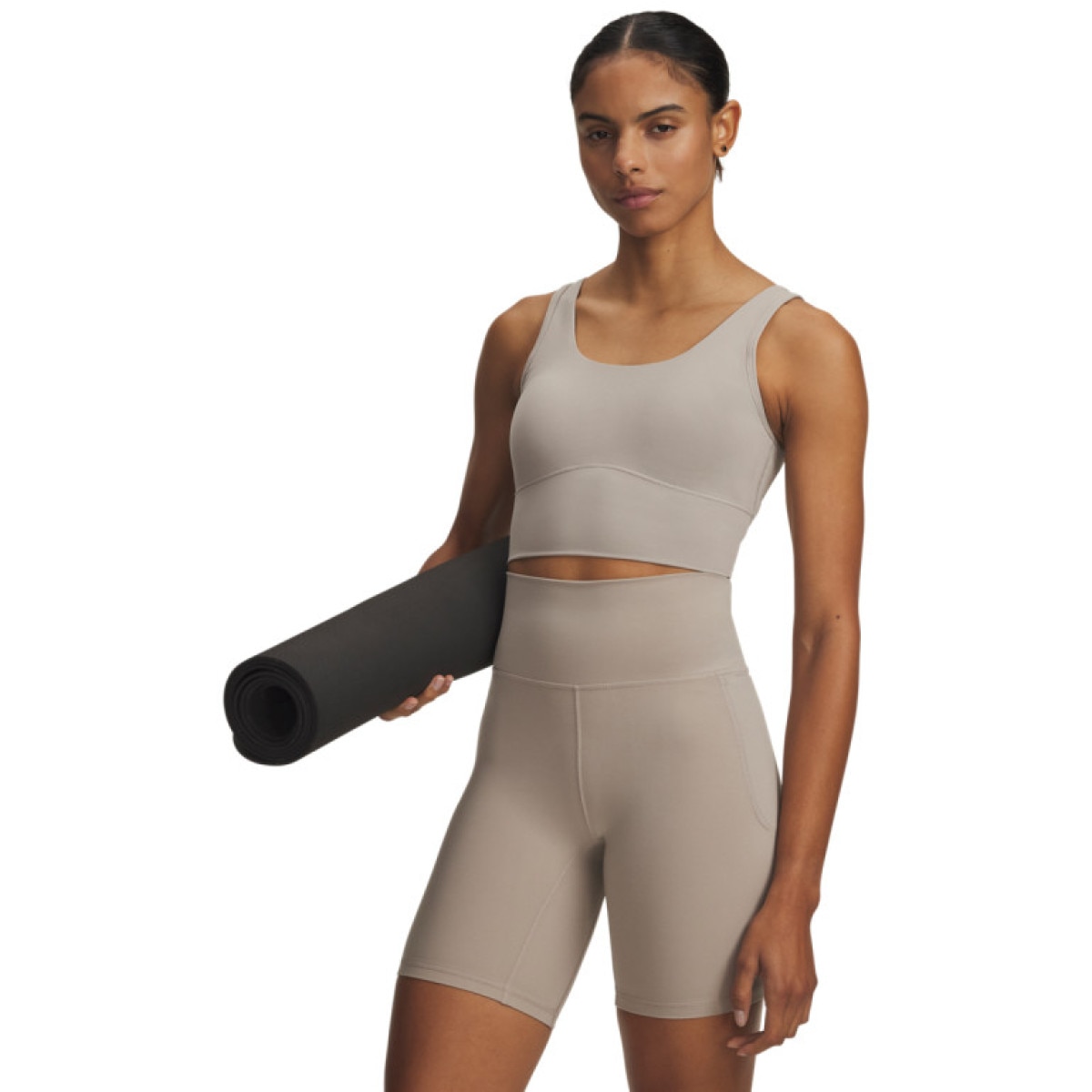 Damski top treningowy Under Armour Meridian Fitted Crop Tank - beżowy