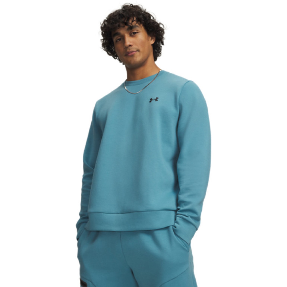 Męska bluza treningowa nierozpinana bez kaptura Under Armour UA Unstoppable Flc Crew - niebieska