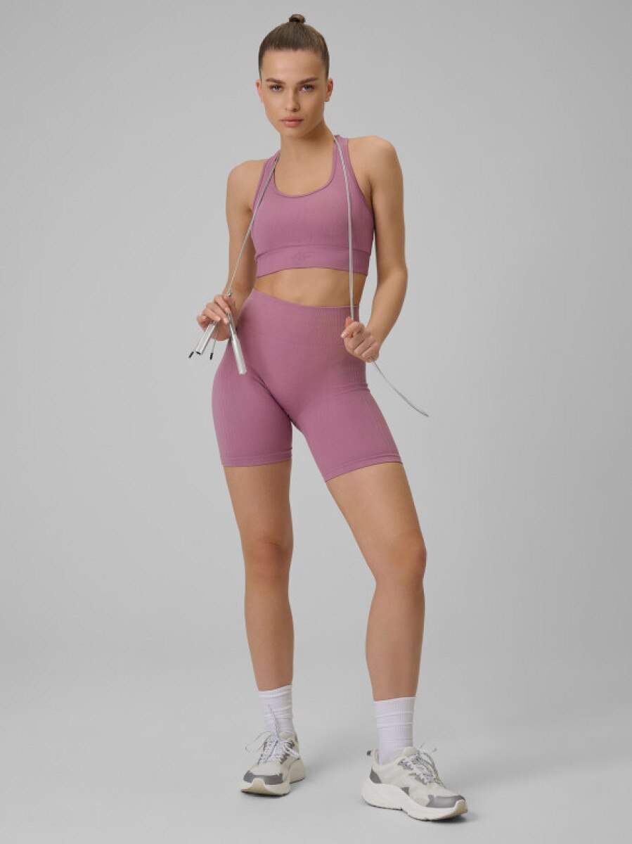 Damskie legginsy kolarki treningowe 4F 4FWSS26TFSTF087 - różowe