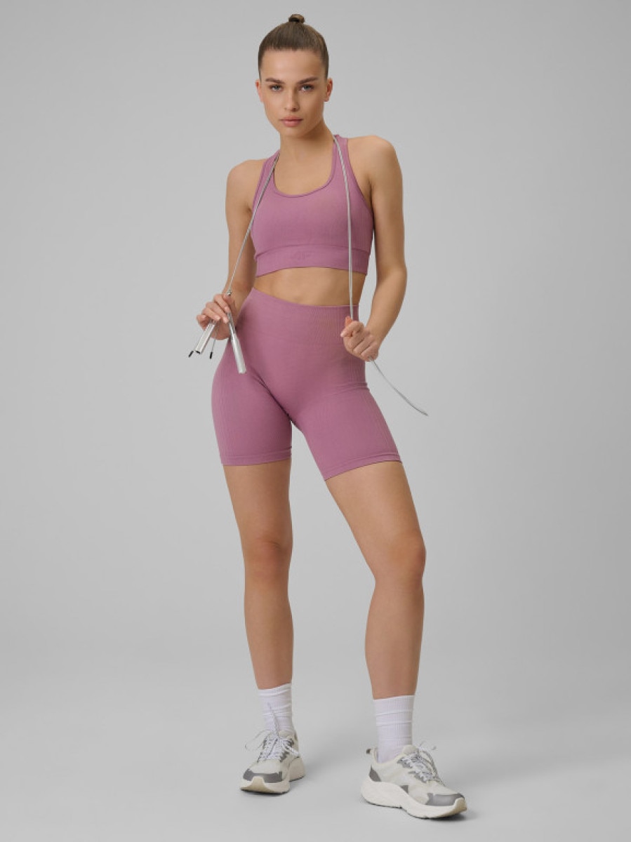 Damskie legginsy kolarki treningowe 4F 4FWSS26TFSTF087 - różowe