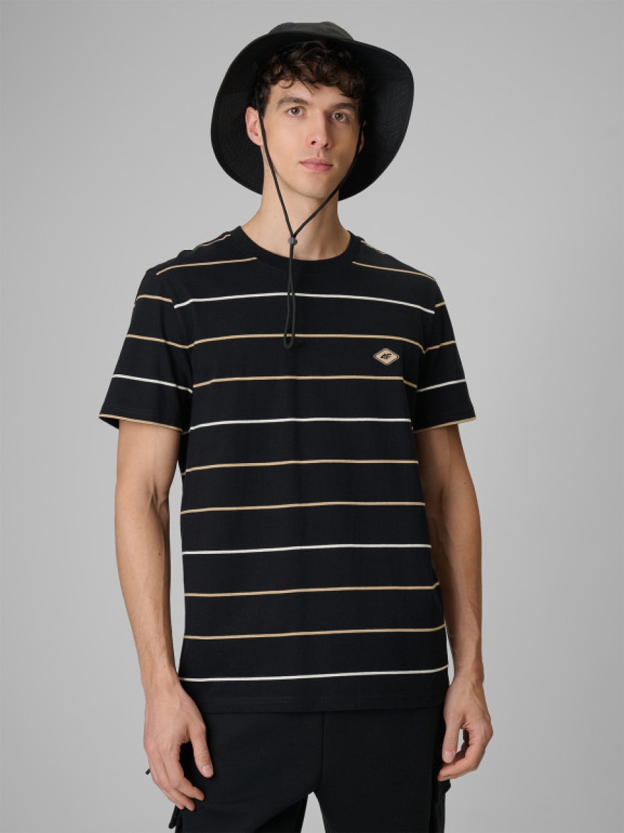 Męski t-shirt z nadrukiem 4F 4FRSS26TTSHM3812 - czarny