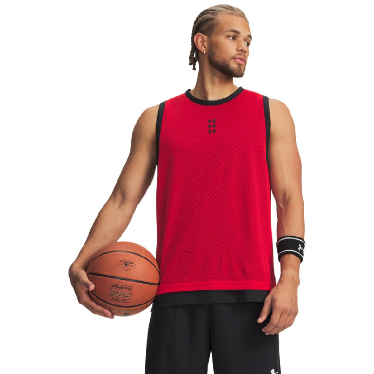 Męski top do koszykówki Under Armour UA Hoops 695 Tank - czerwony