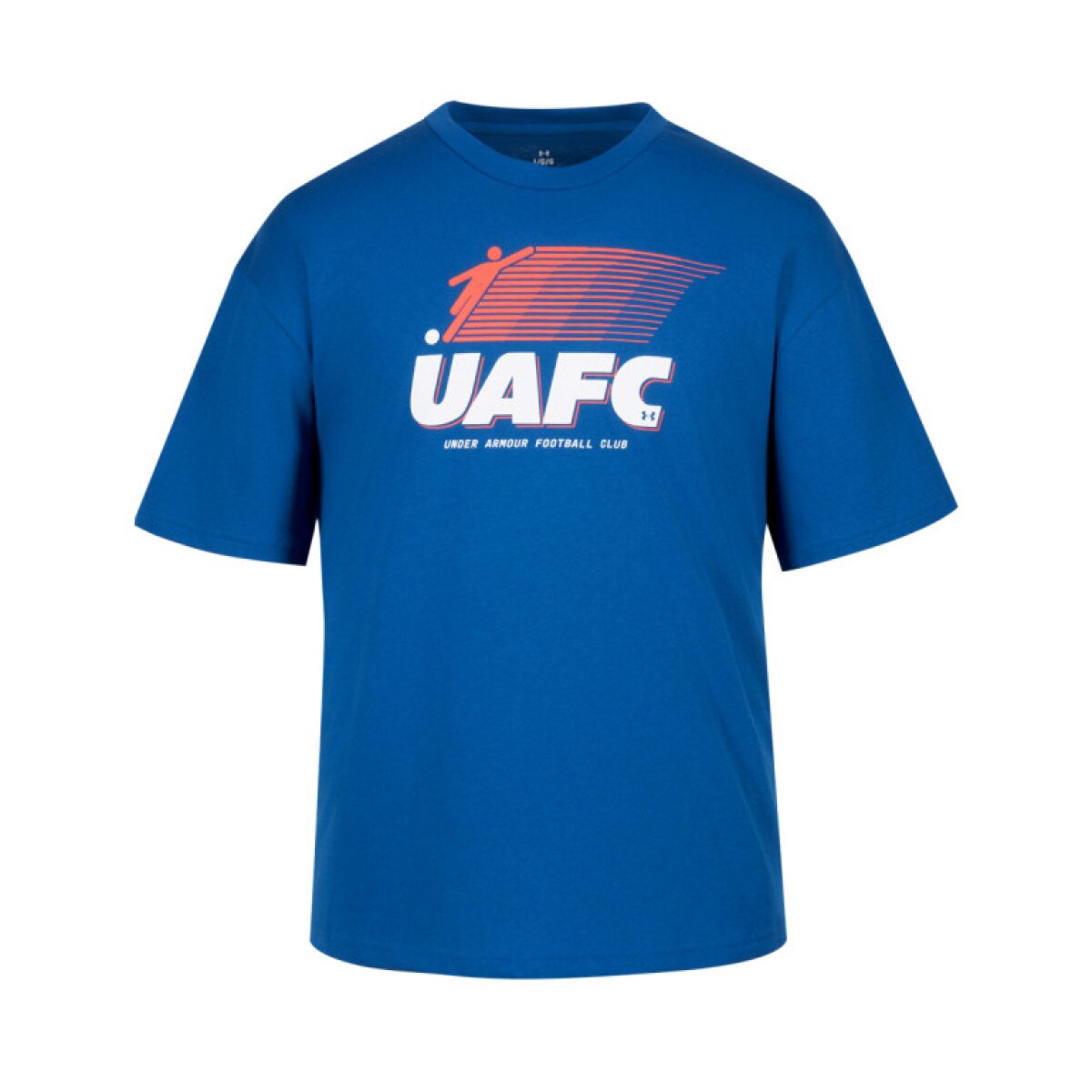 Męski t-shirt z nadrukiem Under Armour UA GFB FC Heavyweight SS- niebieski