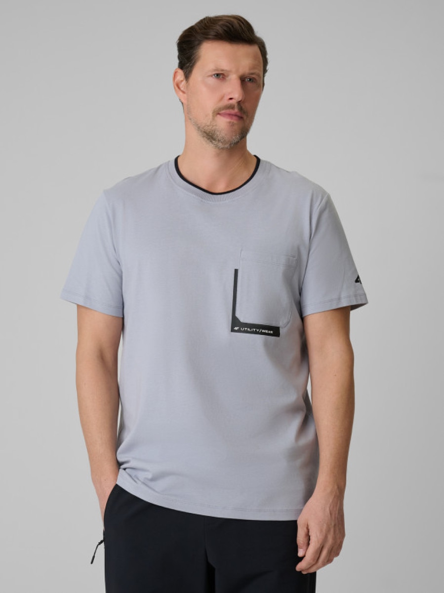 Męski t-shirt z nadrukiem 4F 4FWSS26TTSHM2663 - szary