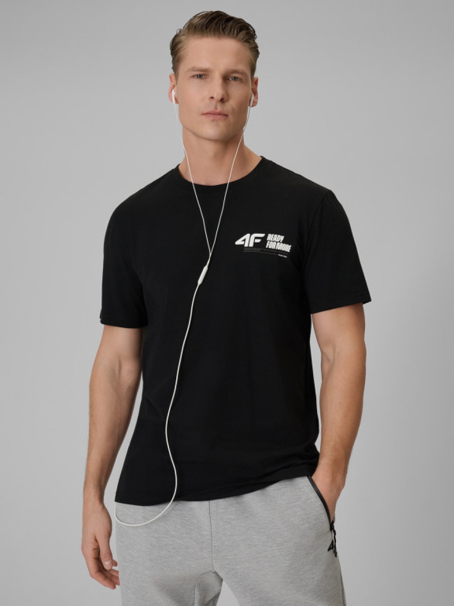 Męski t-shirt z nadrukiem 4F 4FRSS26TTSHM3992 - czarny