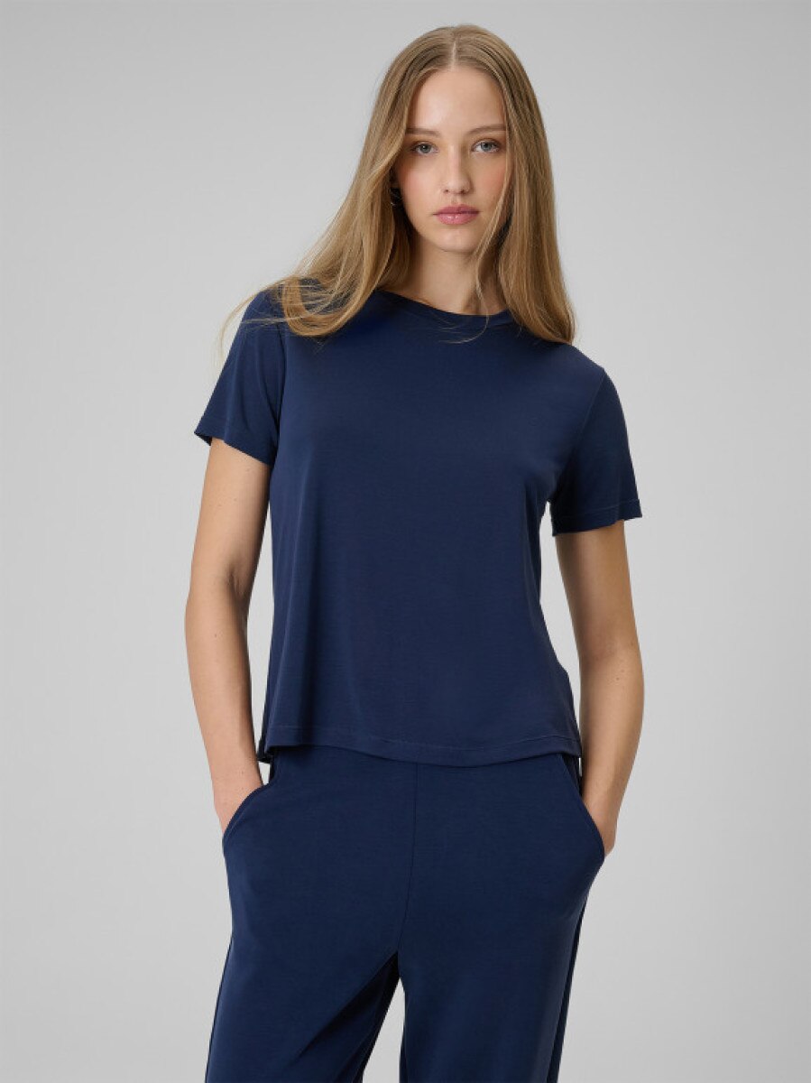 Damski t-shirt basic 4F 4FWSS26TTSHF2773 - granatowy