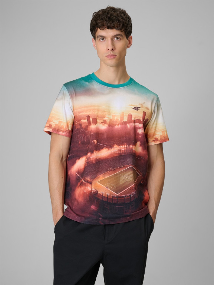 Męski t-shirt z nadrukiem 4F 4FRSS26TTSHM3639 - multikolor