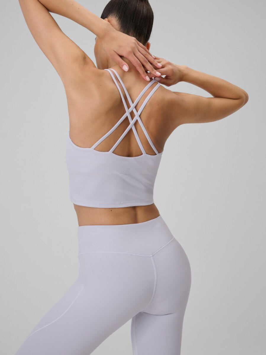 Damski crop-top do jogi 4F 4FWSS26TFSLF0745 - fioletowy
