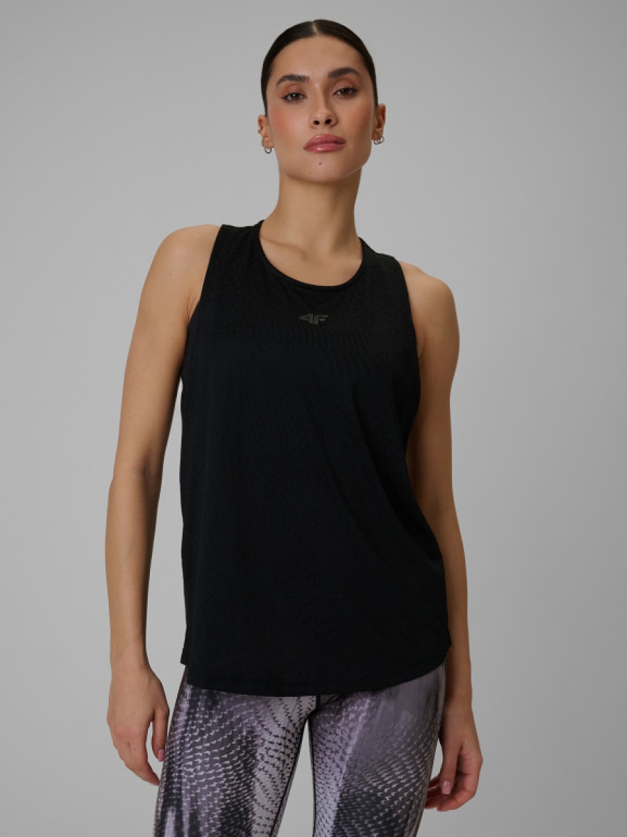 Damski top treningowy 4F 4FWSS26TFSLF743 - czarny