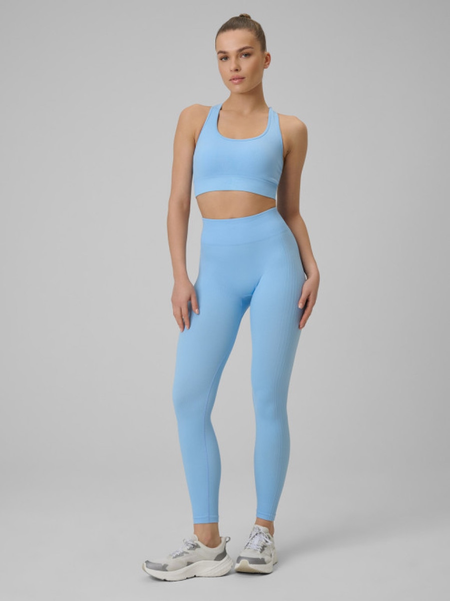 Damskie legginsy treningowe 4F 4FWSS26TFTIF420 - niebieskie
