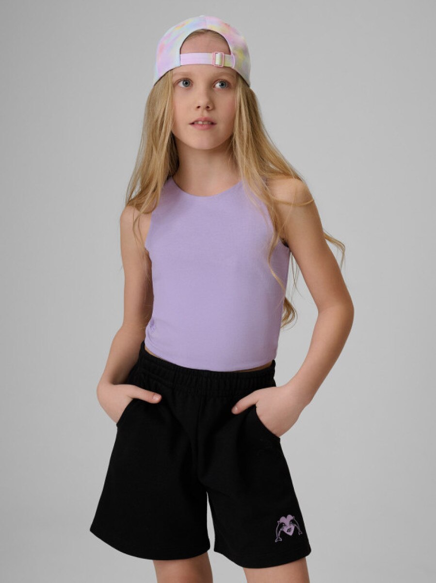 Dziewczęcy crop top 4F 4FJRSS26TSLEF327 - fioletowy