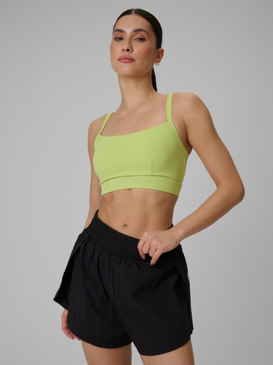 Damski biustonosz treningowy 4F 4FWSS26USBAF207 -  limonkowy