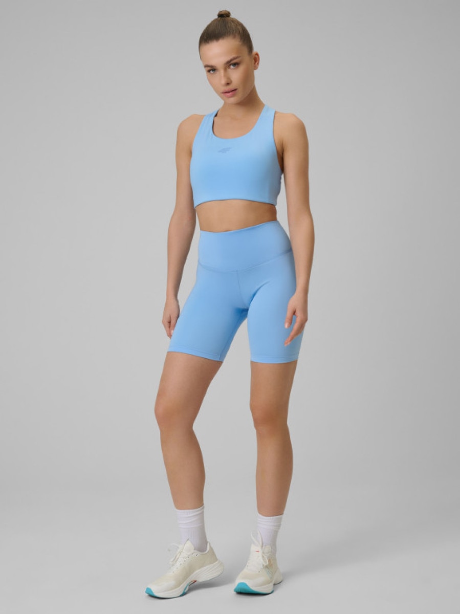 Damski legginsy kolarki treningowe 4F 4FWSS26TFSTF085 - niebieskie