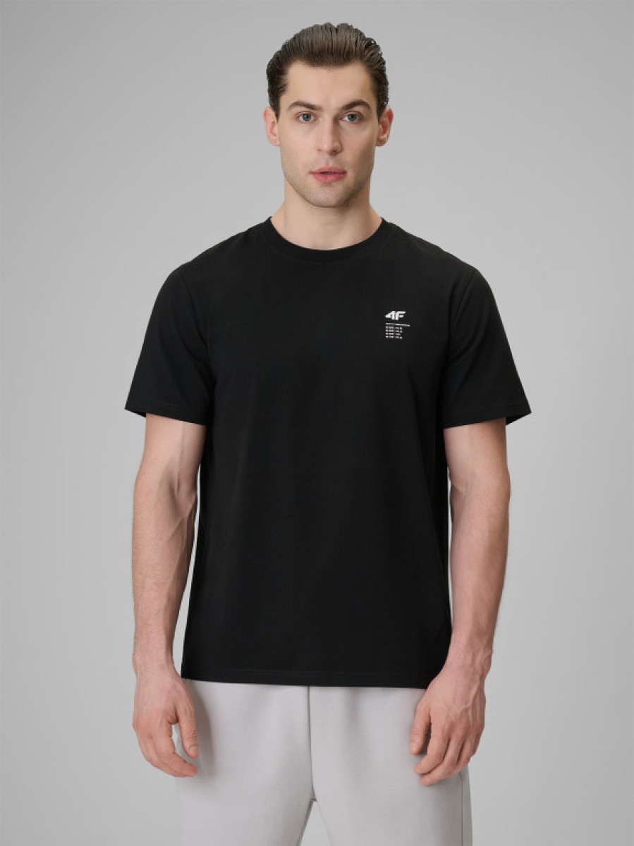 Męski t-shirt z nadrukiem 4F 4FRSS26TTSHM3818 - czarny