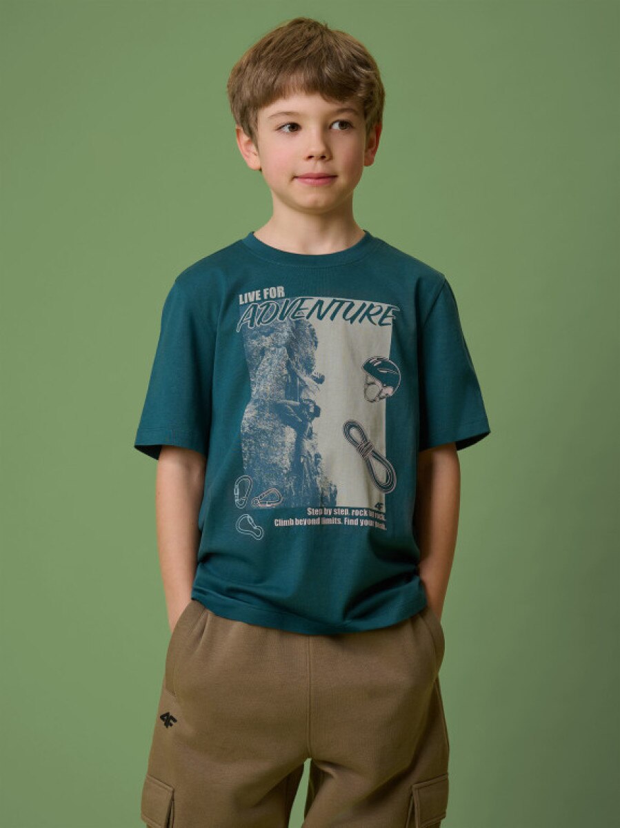 Chłopięcy t-shirt z 4F 4FJRSS26TTSHM3694 - turkusowy